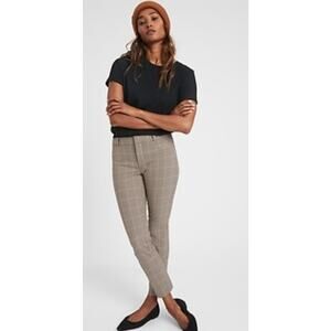 Banana Republic Mid-Rise Skinny Sloan Pant Size 0 Brown Windowpane Plaid Preppy